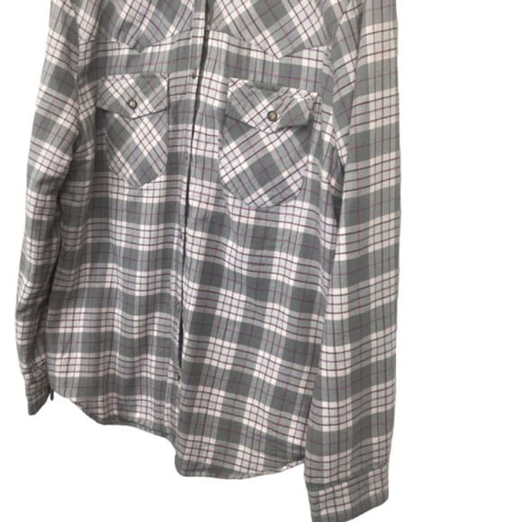 Jachs Girlfriend Flannel Faux Fur Button up shirt size X-Large gray purple plaid - Picture 3 of 9